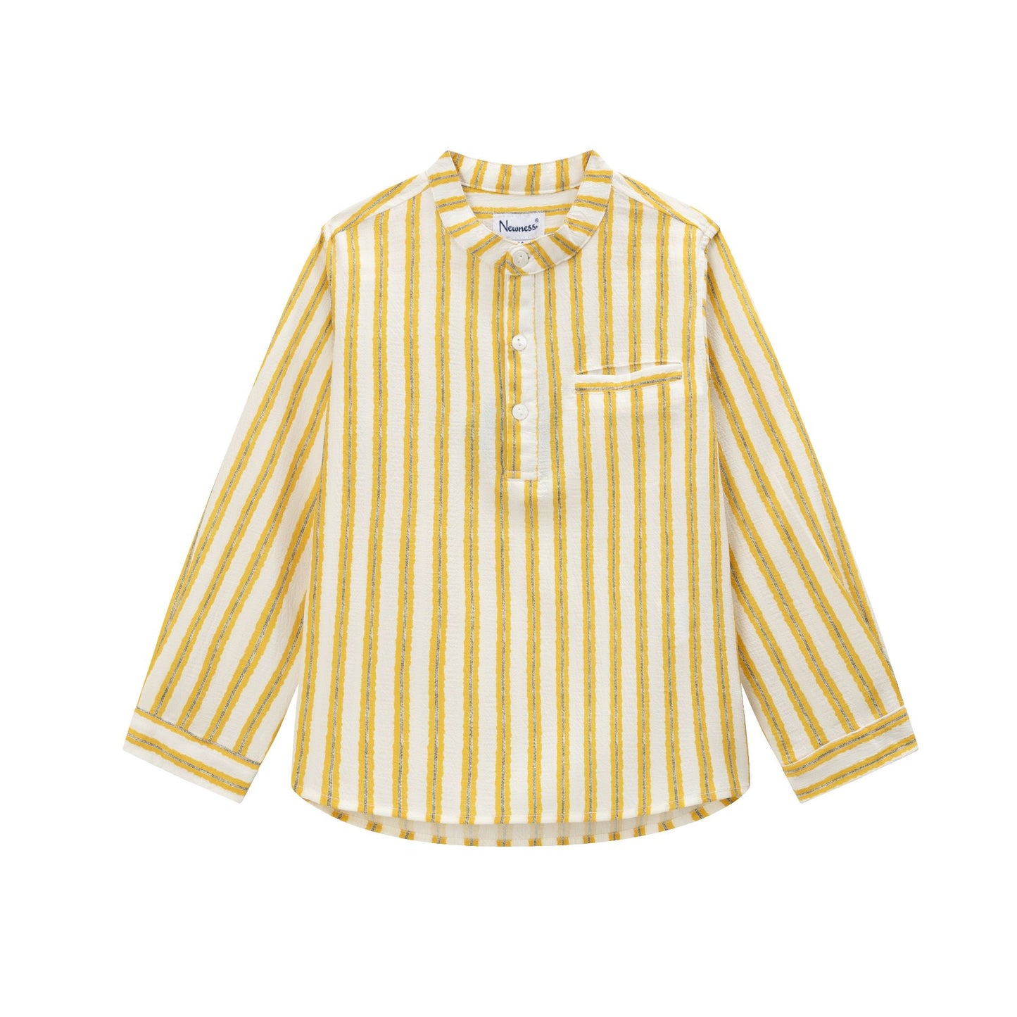Camisa m/l de vestir de niño cuello mao rayas amarillas 3-10 años JBV93204