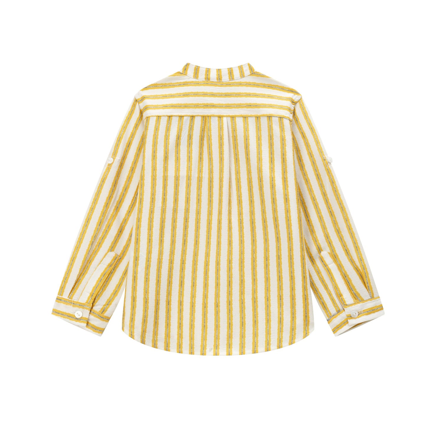 Camisa m/l de vestir de niño cuello mao rayas amarillas 3-10 años JBV93204