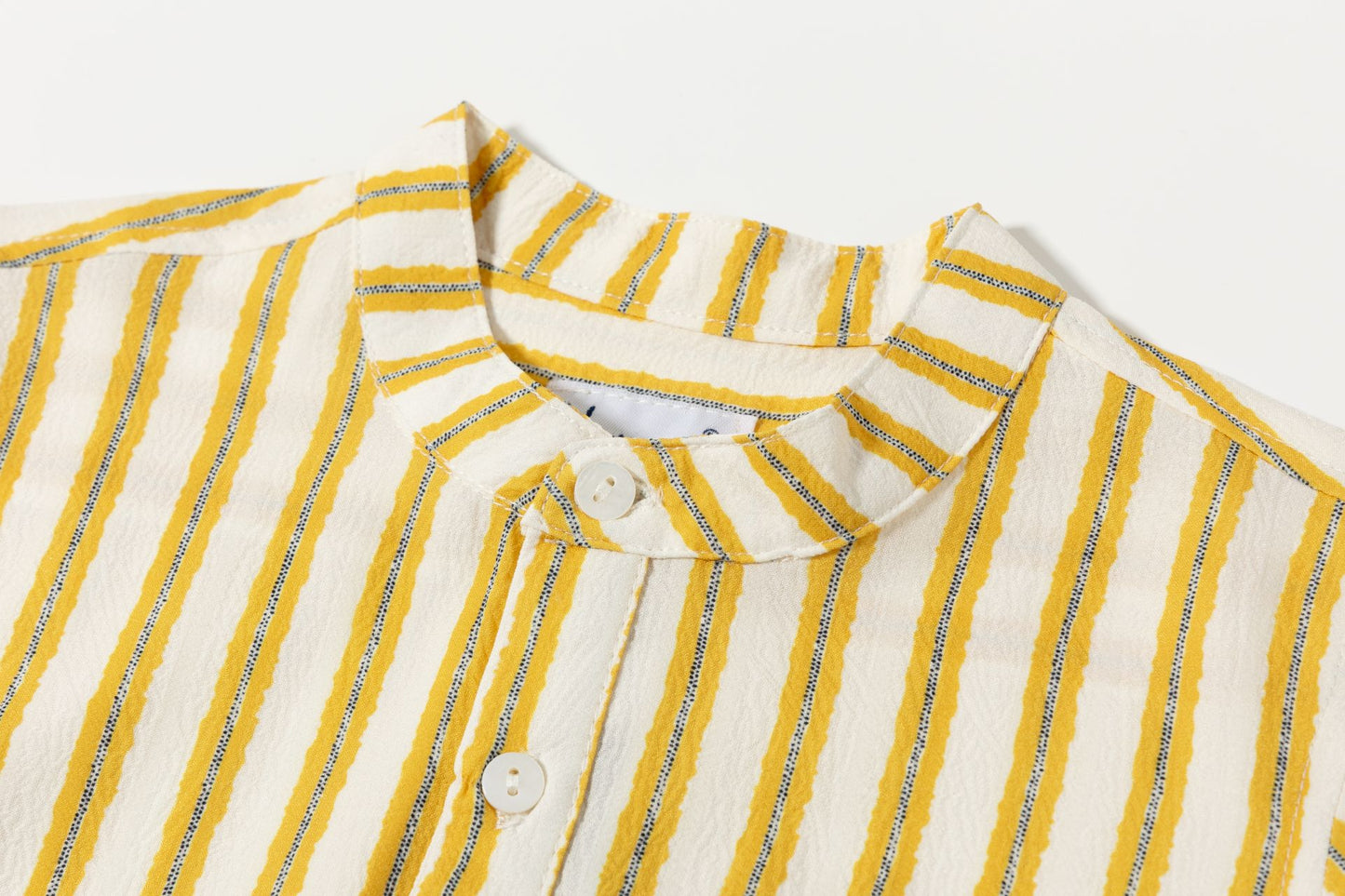 Camisa m/l de vestir de niño cuello mao rayas amarillas 3-10 años JBV93204