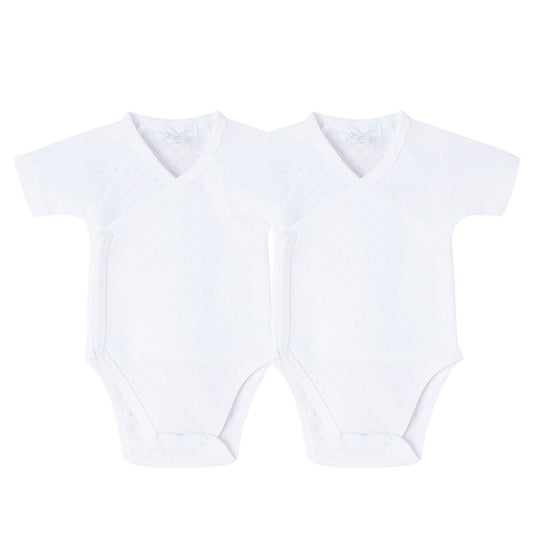 Bodies pack cruzado calados para bebe recien nacido m/c blanco + blanco