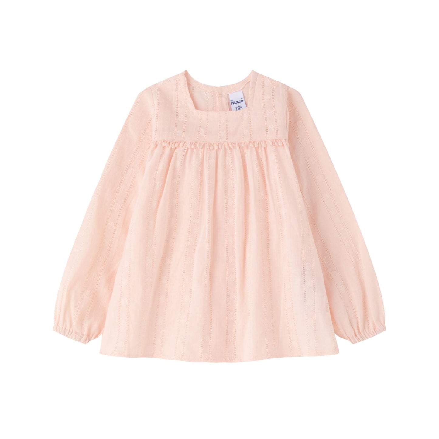 Blusa bebé niña manga larga con cuello volante color salmón 🌸 - BGV93537