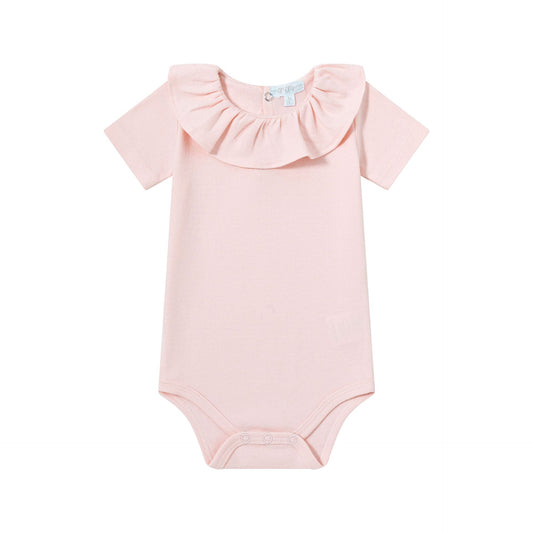 Body  cuello volante rosa bebe 1-24 meses