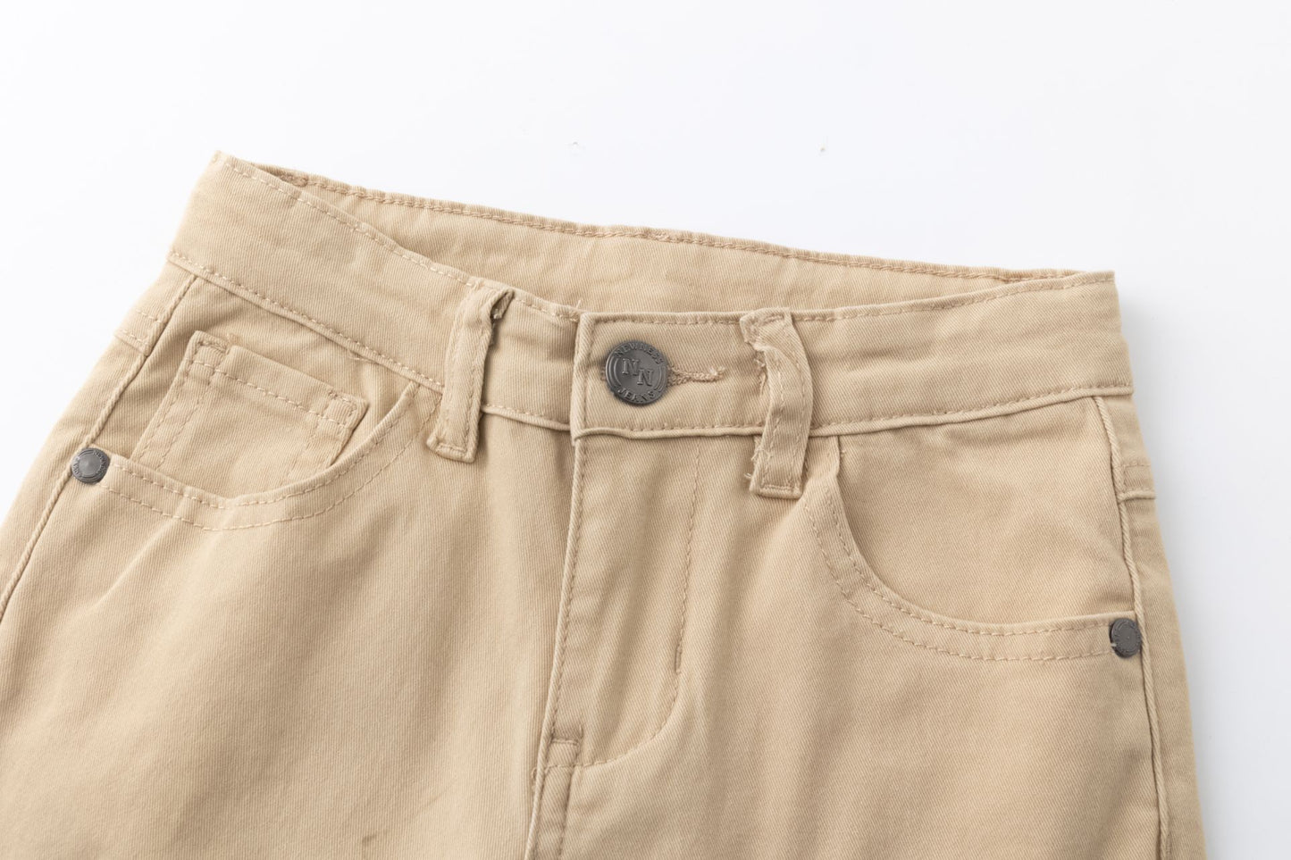 Pantalón vaquero largo niño, de cinco bolsillos, color BEIGE 3-9 años