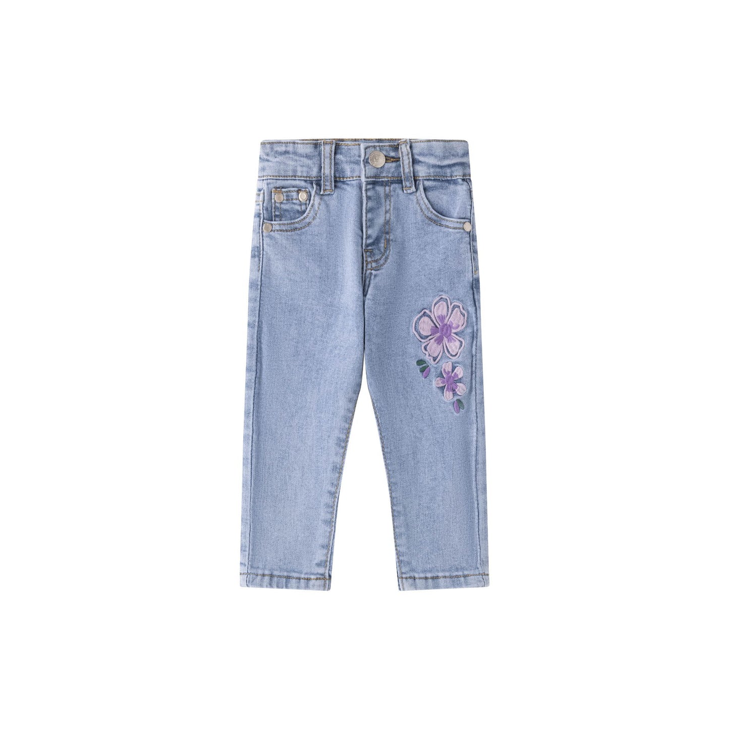 Pantalón vaquero denim con flores bordadas bebé niña 6-24M 👶🌼 - BGI54539