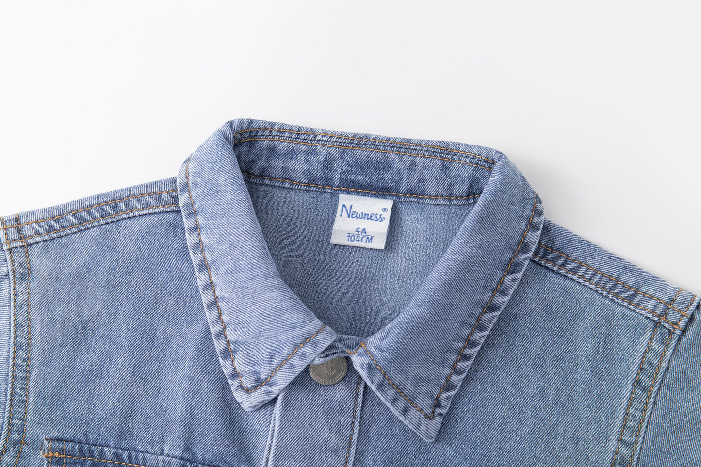 Vestido vaquero niña con dos bolsillos delanteros y cuello volante 3-9 años