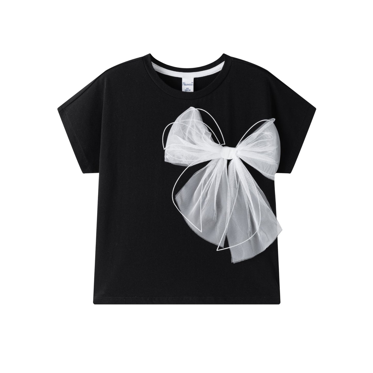Camiseta niña manga corta con dibujo lazo de tull 8-14 años