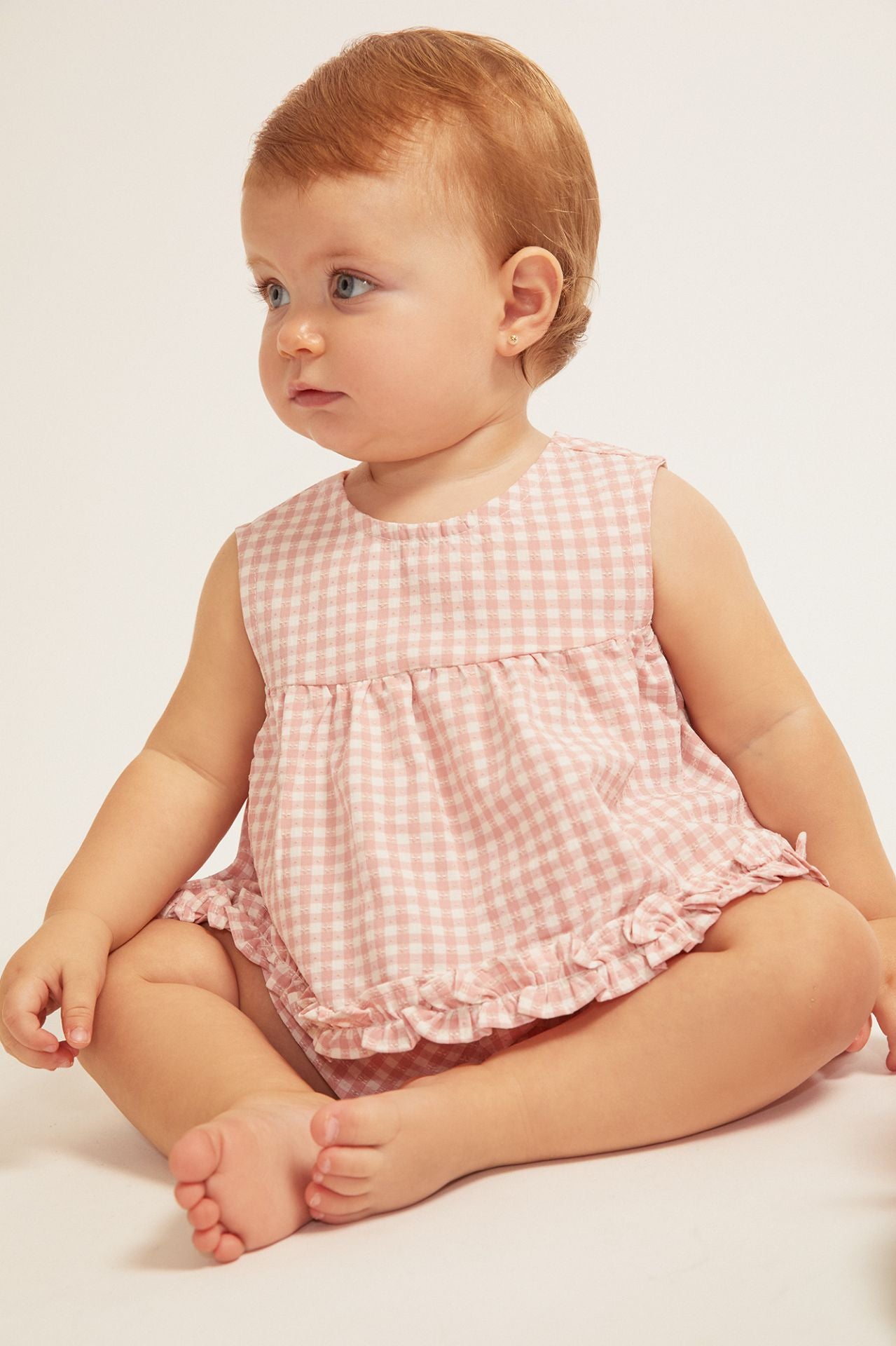 Short tejido con cintura elástica, estampado cuadros bebe 6-24 meses