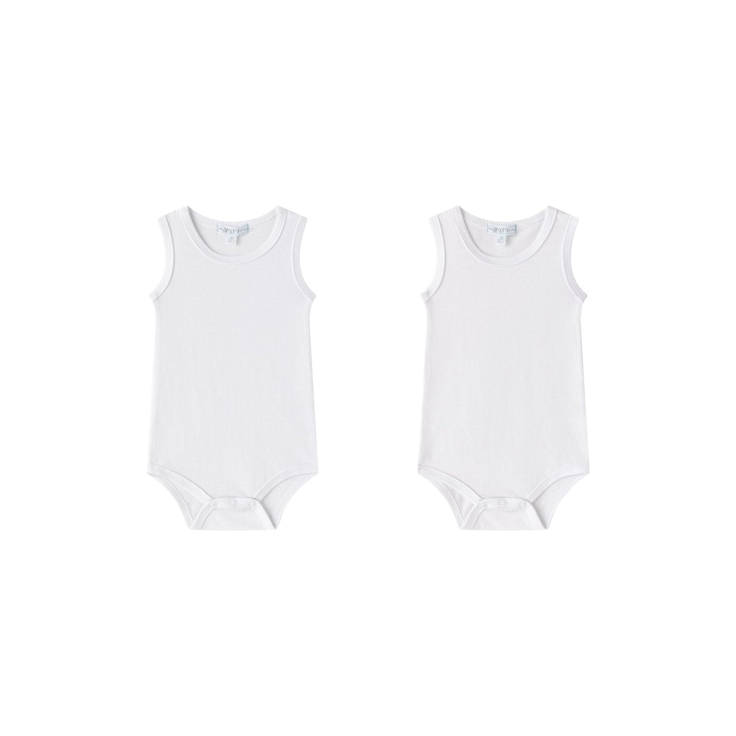 Bodies tiranta ancha bebe 100% algodón pack dos unidades blancos 6-24 meses