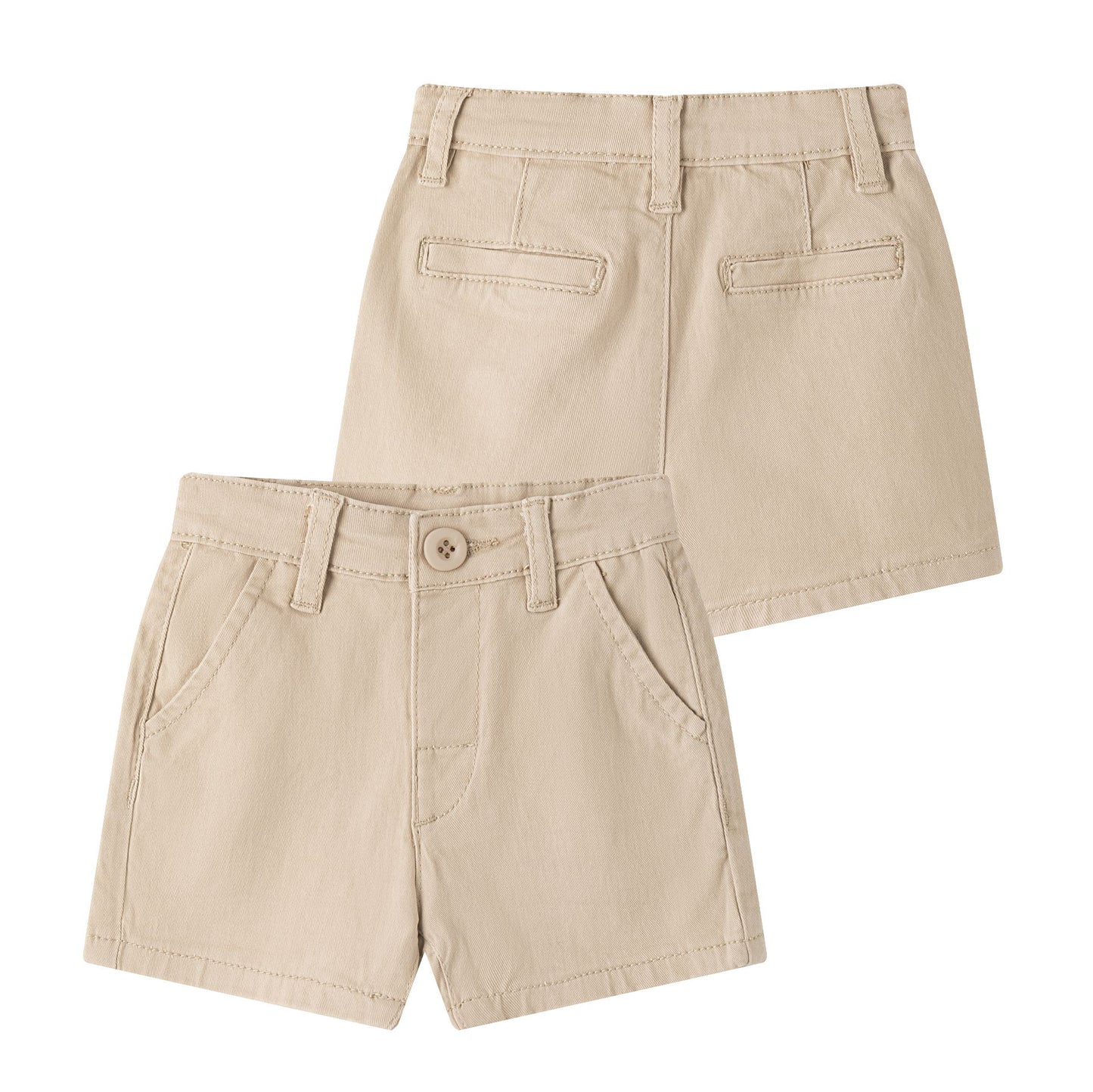Bermuda vaquera de niño bebe, con dos bolsillos laterales y dos bolsillos de vivos en trasero de la prenda, color beige 6-24 meses