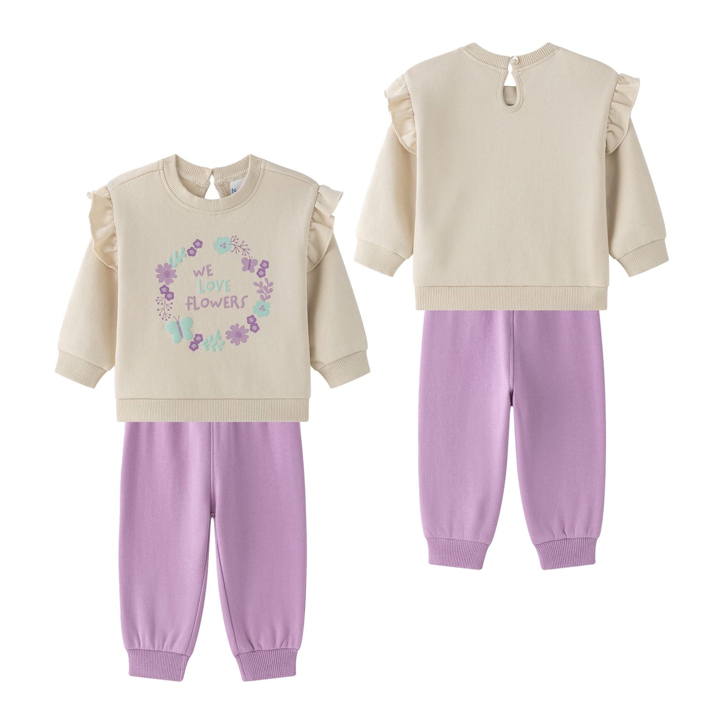 Conjunto jogging bebé niña flores en relieve 🌸💜- BGI65508