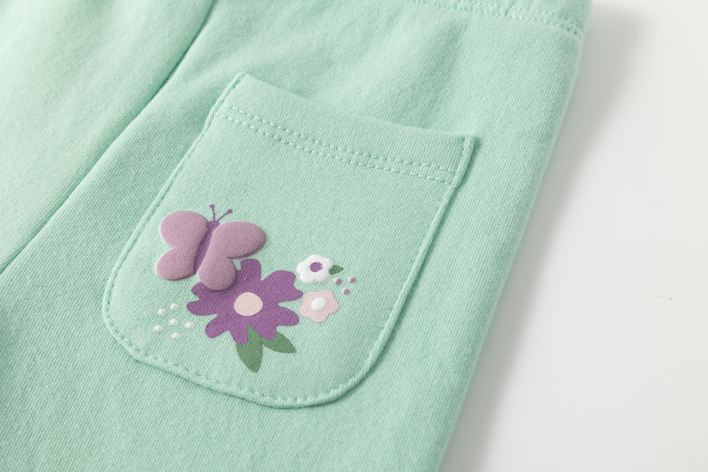 Jegging bebé niña verde con volante y flores 🌸🦋- BGI65510