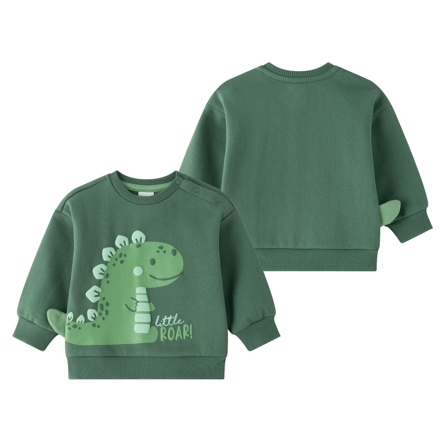 🦖👶 Sudadera perchada bebé niño manga larga | Verde 6-24M- BBI65002