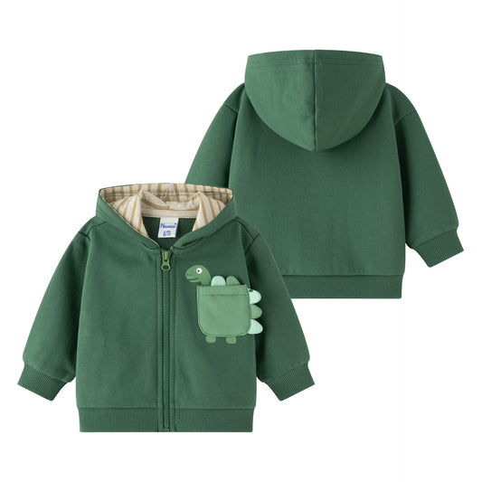 🦖🧥 Chaqueta con capucha bebé niño perchada | Verde | 6-24M - BBI65004