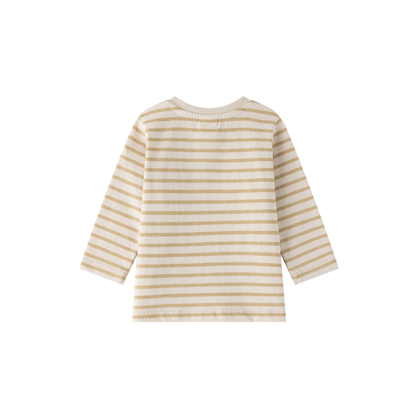 👶👕 Camiseta de rayas camel bebé niño | Bolsillo dino verde 🌿 | 6-24M -BBI65005
