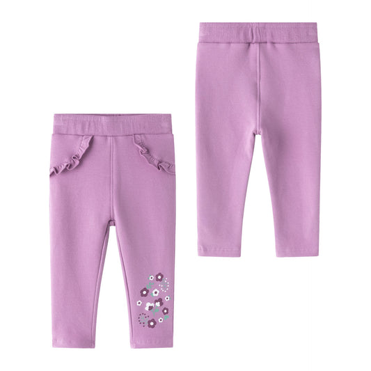 👶💜 Jegging bebé niña con flores bordadas y volantes | Morado 6-24M - BGI65512
