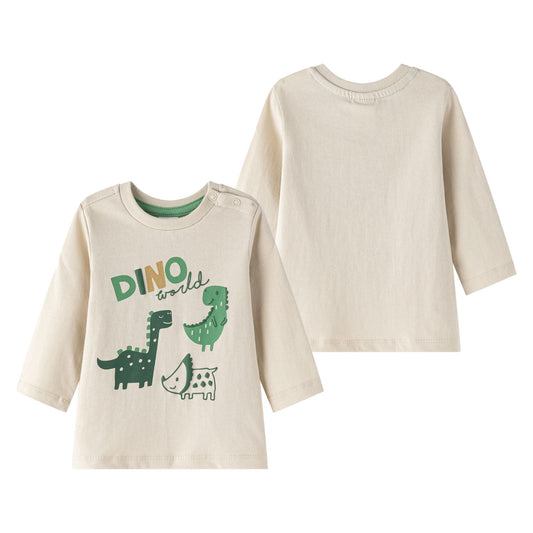 👶🦖 Camiseta bebé niño manga larga Dino | Color Camel 6-24M -BBI65006