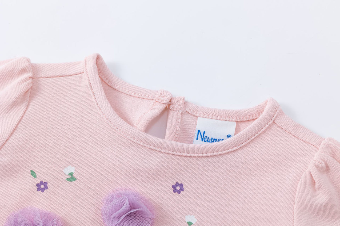 Camiseta bebé niña rosa manga larga con flores glitter y tul 🌸✨ - BGI65515