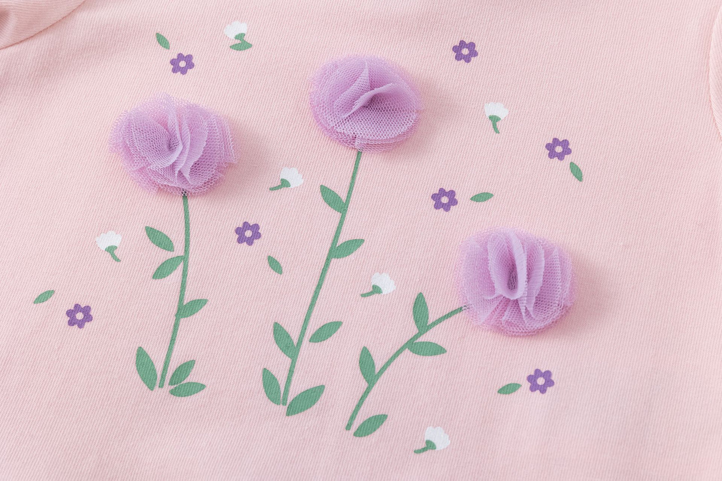 Camiseta bebé niña rosa manga larga con flores glitter y tul 🌸✨ - BGI65515