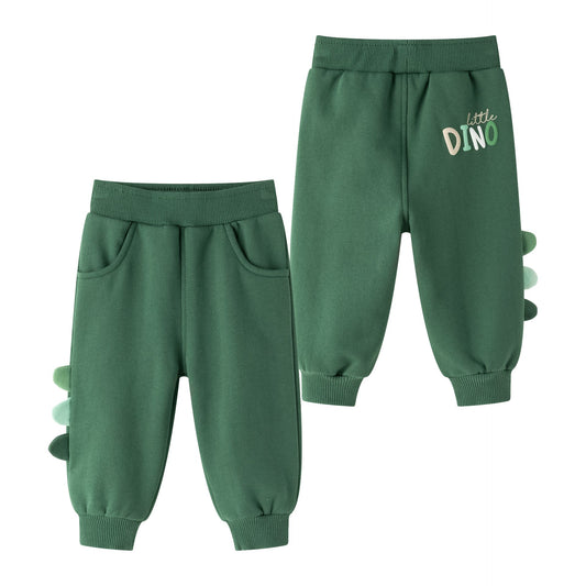 👶🦖 Pantalón deportivo afelpado bebé niño | Verde con detalle Dino | 6-24M - BBI65010