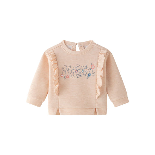 🌸 Sudadera bebé niña coral con volantes y flores | 6-24M - BGI65522