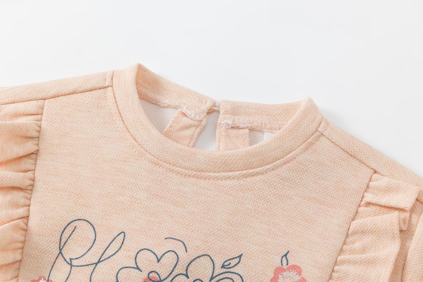 🌸 Sudadera bebé niña coral con volantes y flores | 6-24M - BGI65522