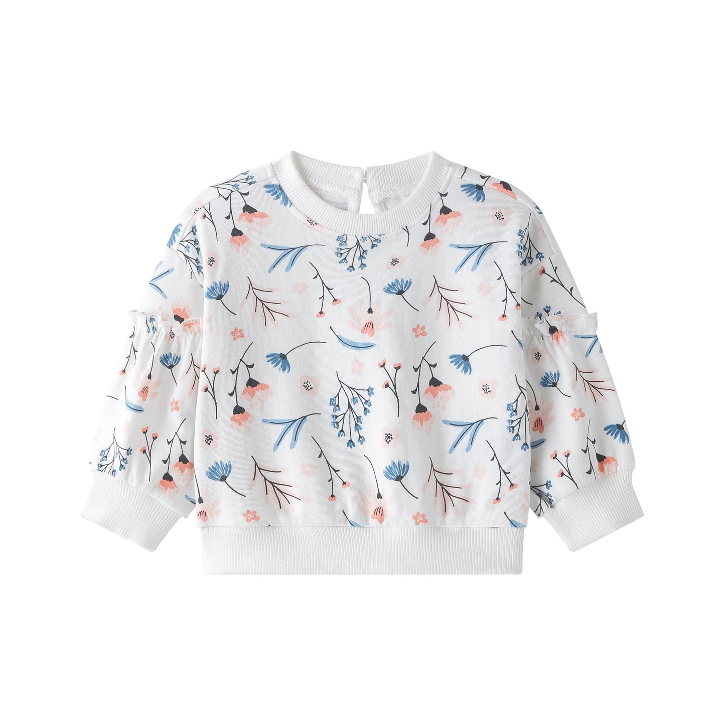 🌸 Sudadera bebé niña con mangas globo y volante floral | 6-24M- BGI65526