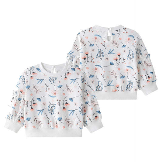 🌸 Sudadera bebé niña con mangas globo y volante floral | 6-24M- BGI65526