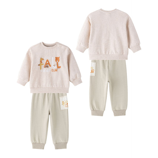 Conjunto Bebé Niño – Sudadera Felpa con Animales y Pantalón Largo Afelpado (6-24M) 🦊🌲 BBI65022