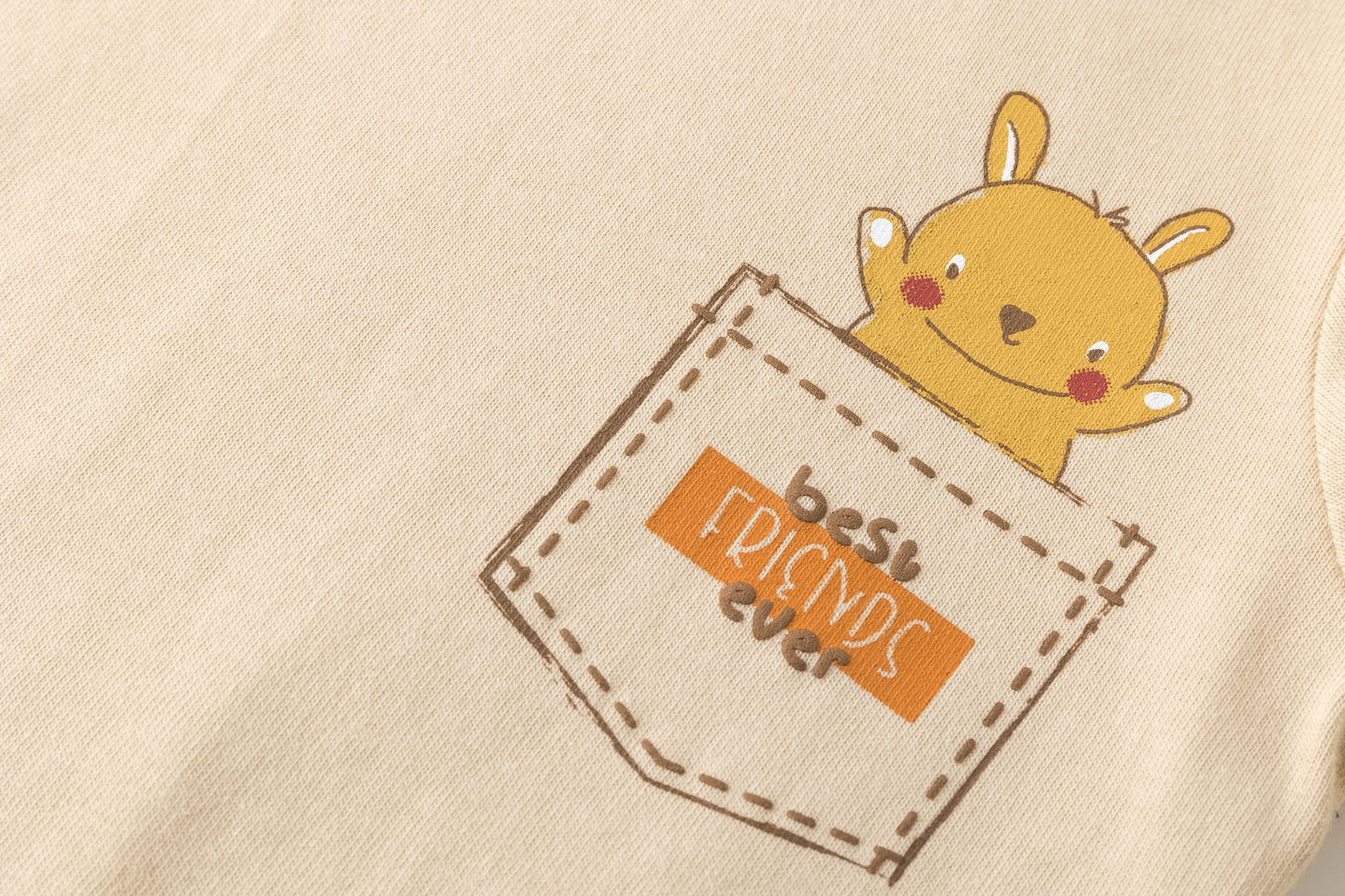 Camiseta Bebé Niño Manga Larga Beige con Animales (6-24M) 🐻🦊