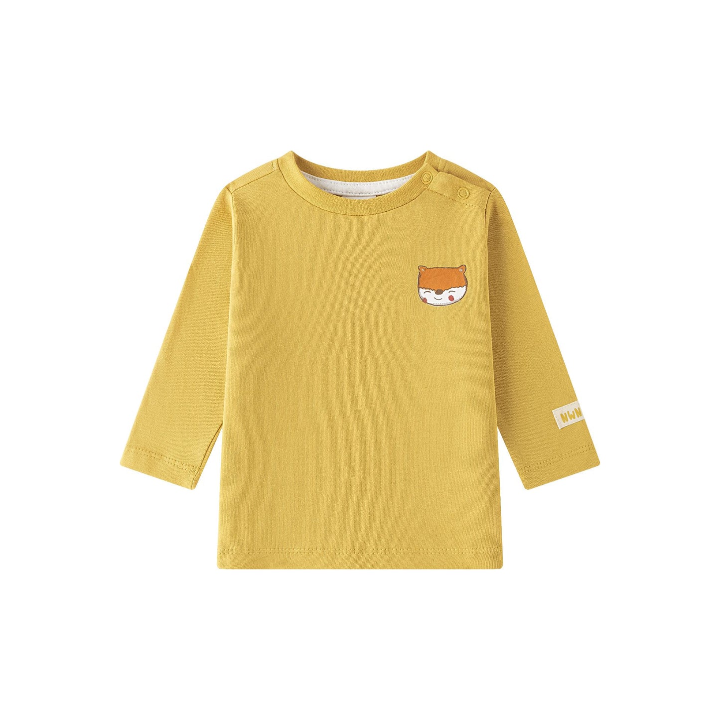 Camiseta Bebé Niño Mostaza Manga Larga con Animales (6-24M) 🦊🐻BBI65025