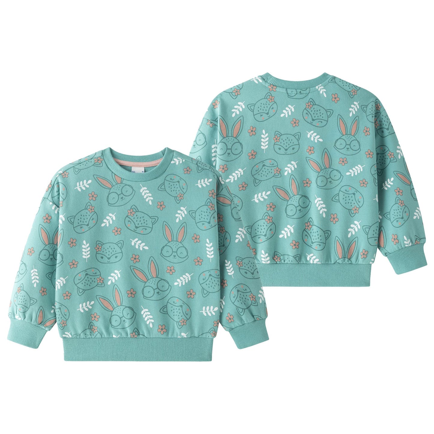 Sudadera afelpada verde con estampado de conejitos niña 2-6 años 🐰✨