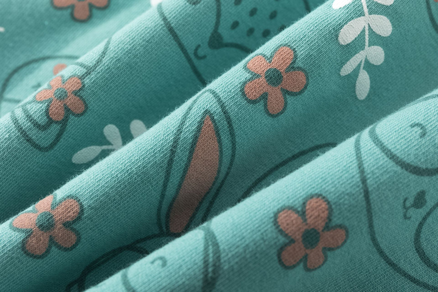 Sudadera afelpada verde con estampado de conejitos niña 2-6 años 🐰✨