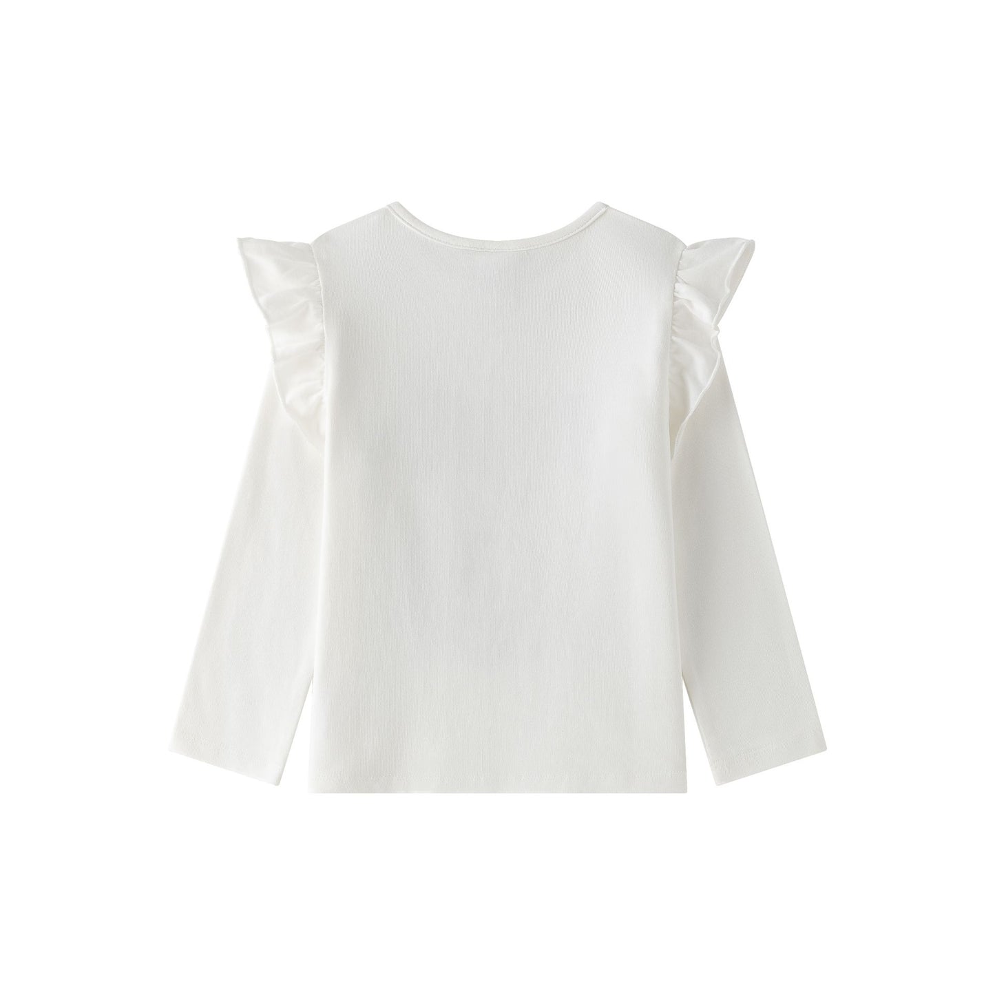 Camiseta Manga Larga Niña – Volantes en Hombros y Zorrito Feliz (2-6 años) 🦊✨