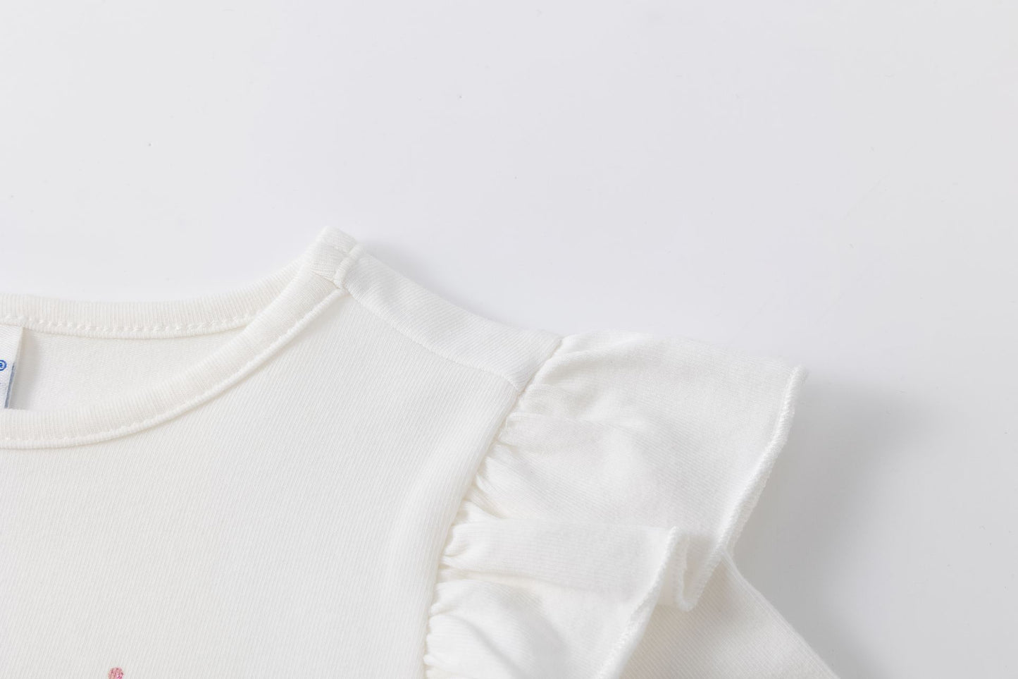Camiseta Manga Larga Niña – Volantes en Hombros y Zorrito Feliz (2-6 años) 🦊✨