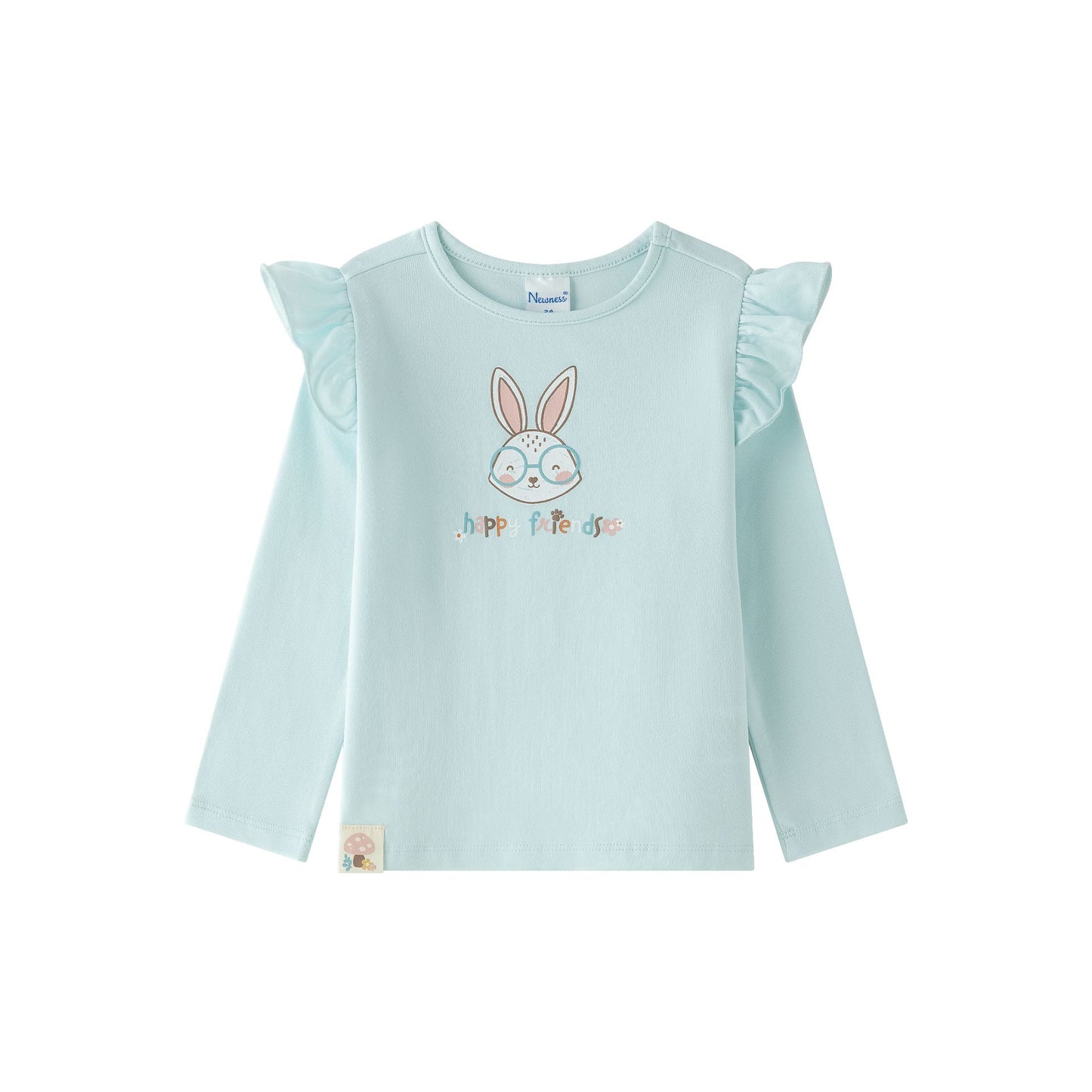 Camiseta verde con volantes y conejito niña 2-6 años 🐰✨