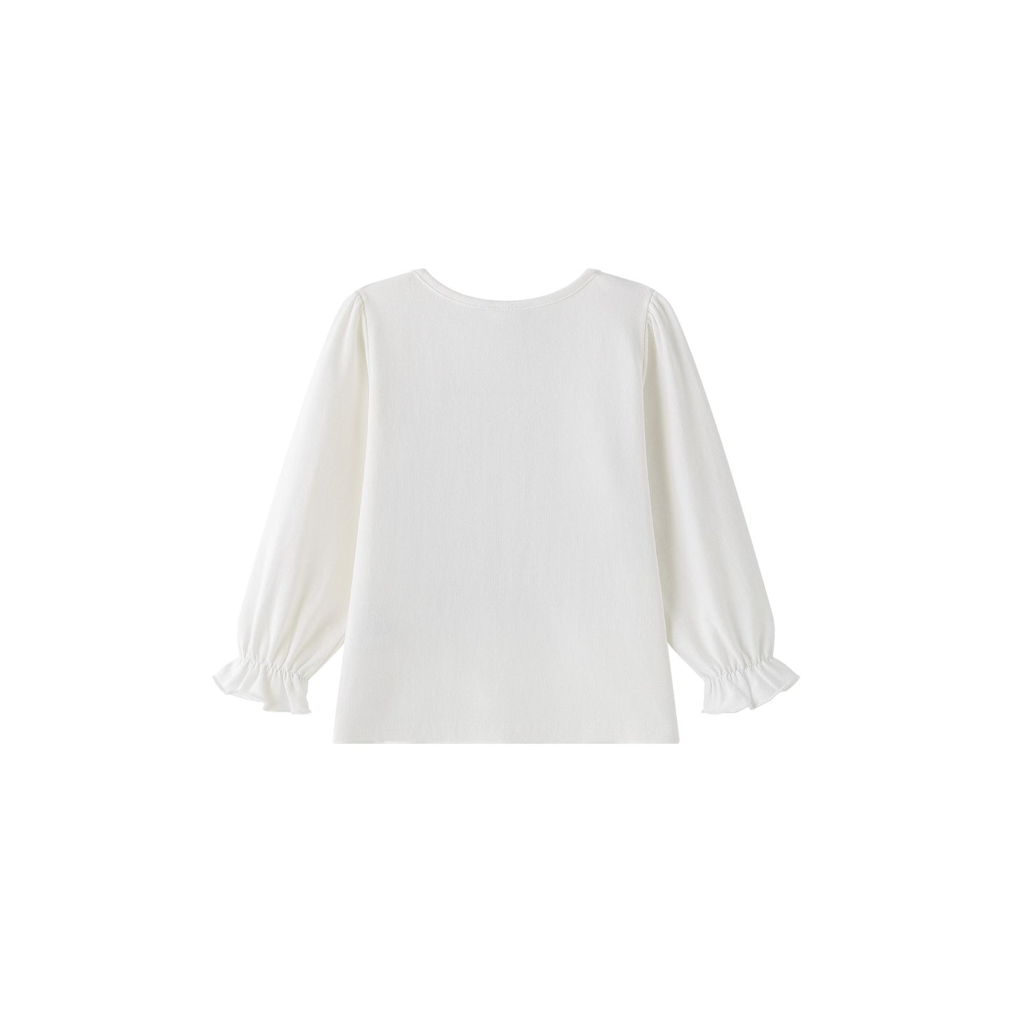 Camiseta Manga Larga Niña – Puños Elásticos y Parche de Cuadros (2-6 años) 🍄✨