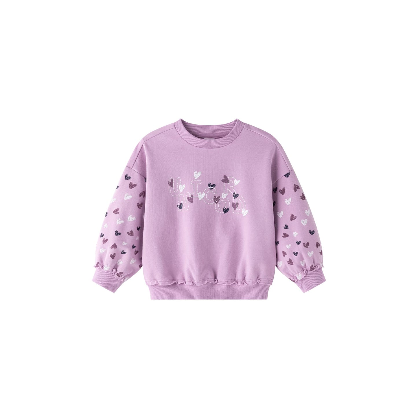 Conjunto niña sudadera y pantalón morado con apliqué de corazones | 2-6 años