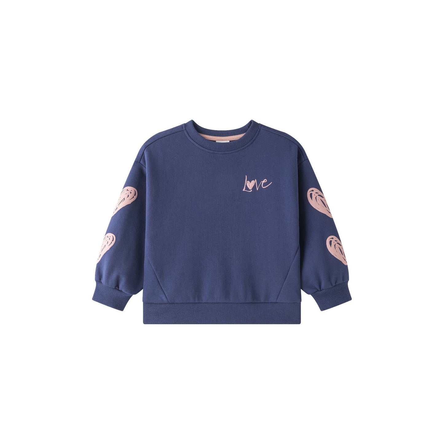 Sudadera niña marino con corazones en relieve | 2-6 años