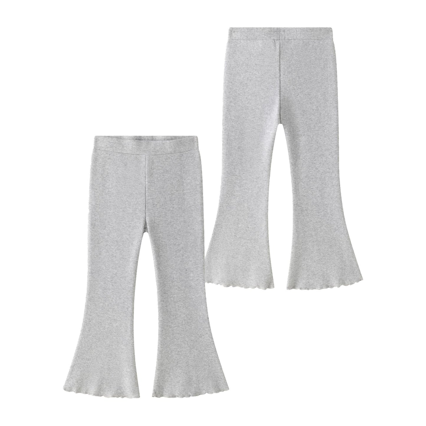 Pantalón Flare Niña de Punto Canalé – Cintura de Goma (2-6 años) 🌫️