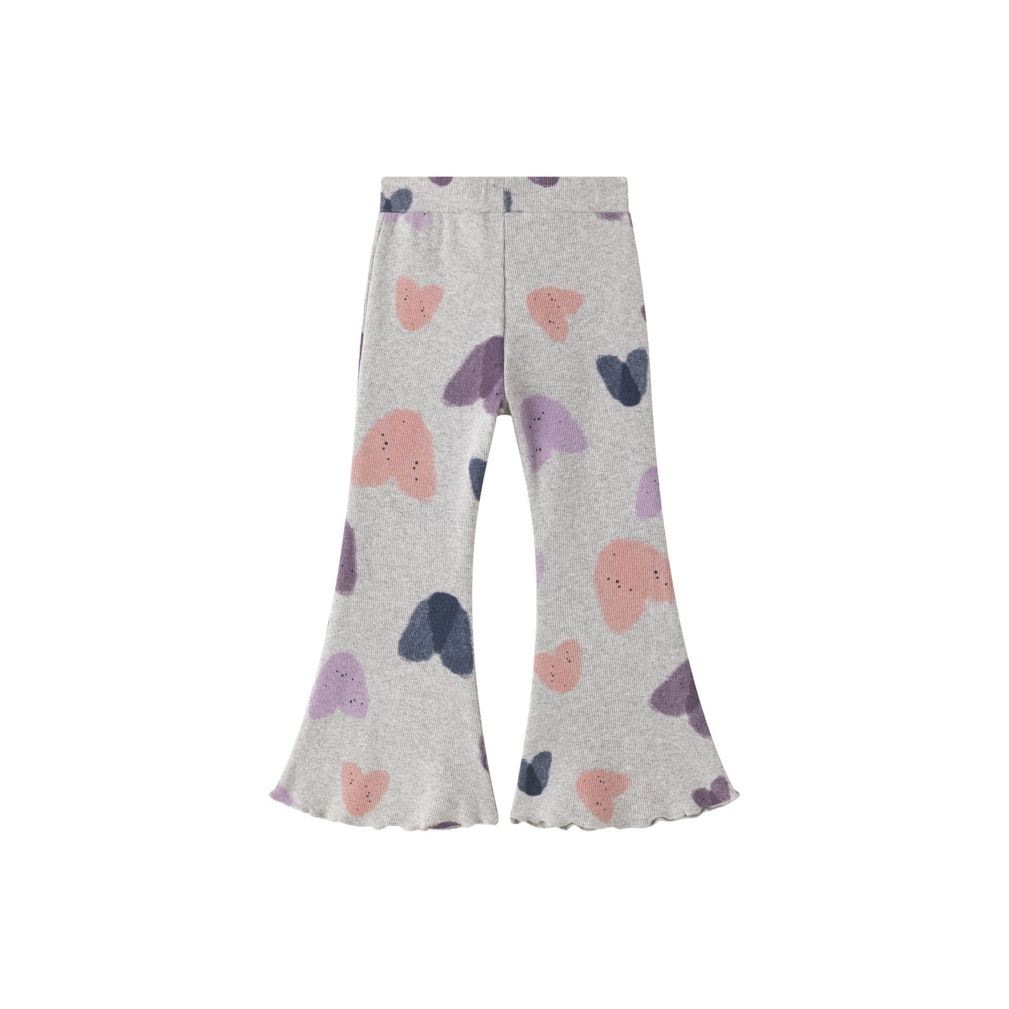 Leggins niña canalé gris con estampa de corazones | 2-6 años