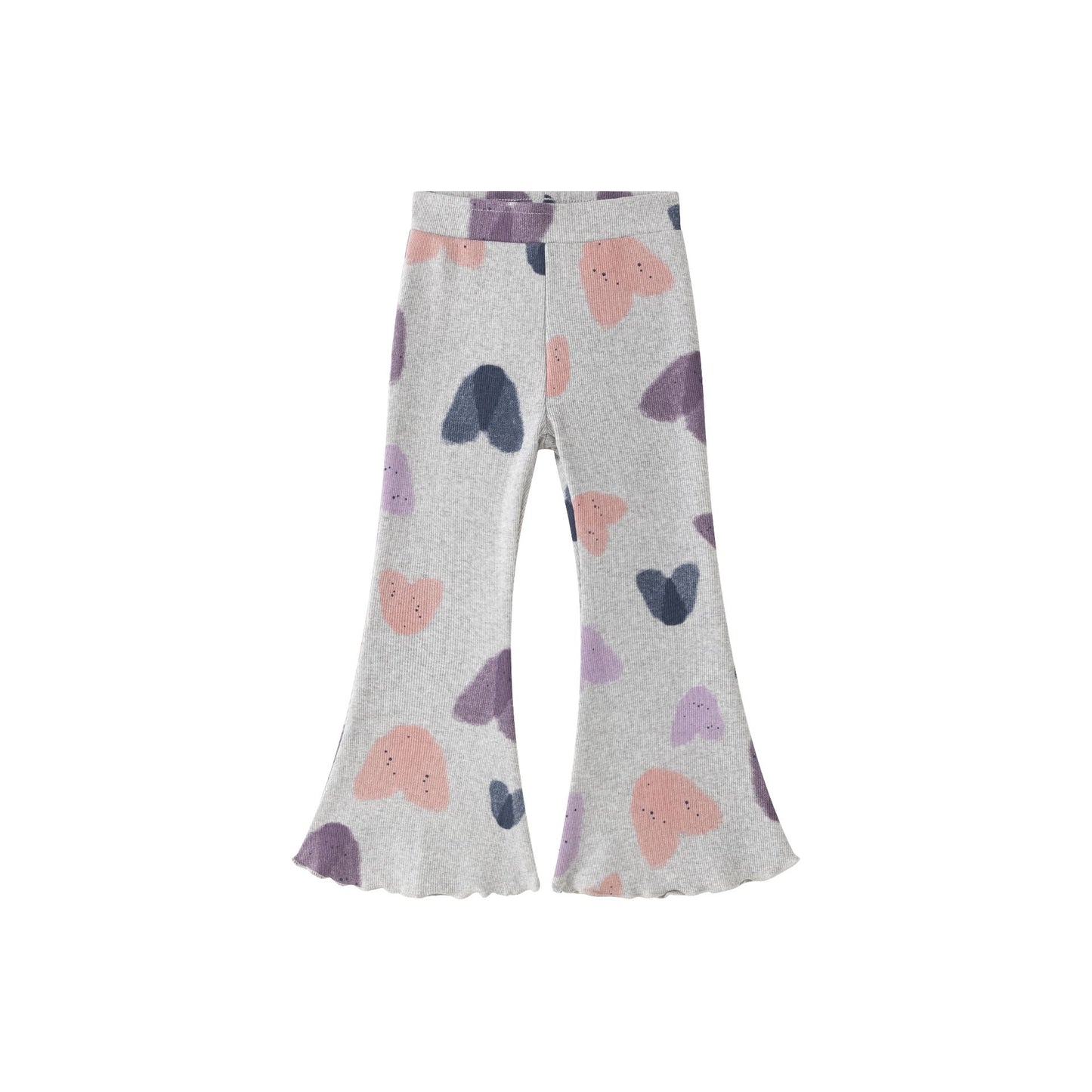 Leggins niña canalé gris con estampa de corazones | 2-6 años