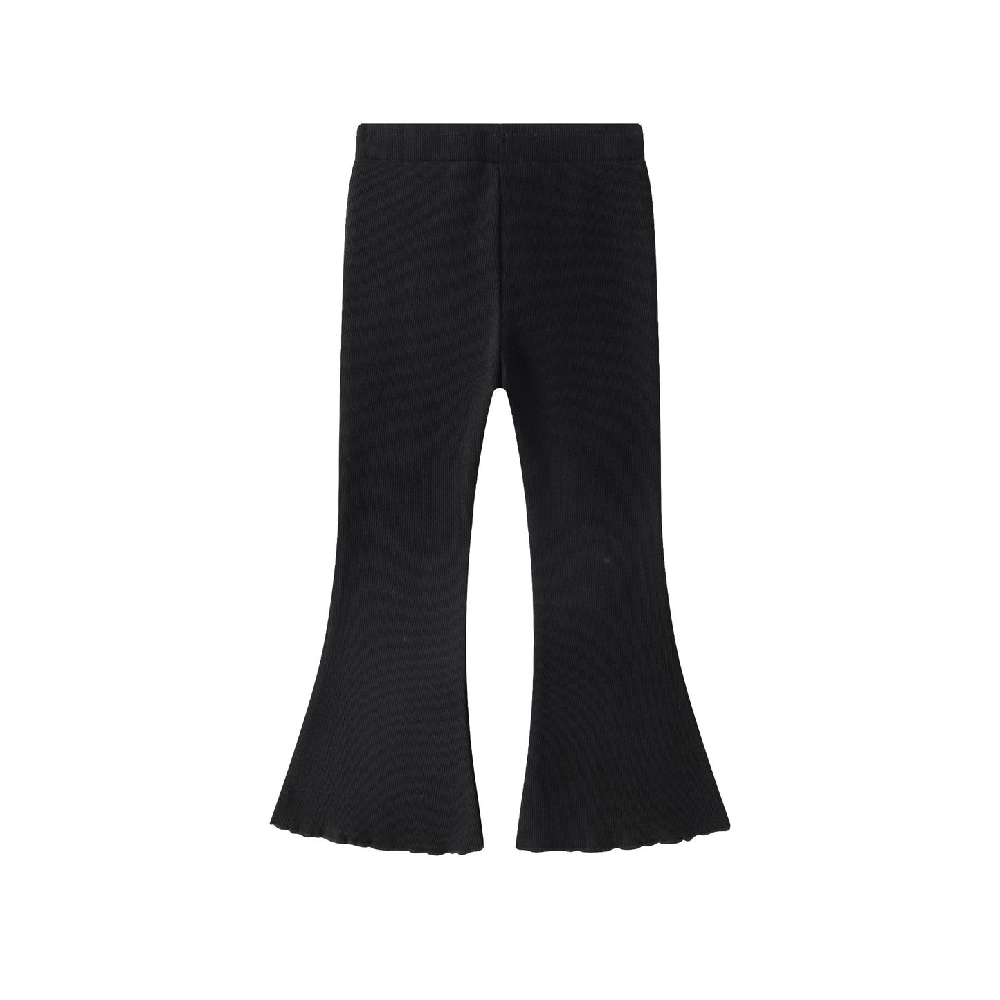 Pantalón Flare Niña de Punto Canalé – Cintura de Goma (2-6 años) 🖤