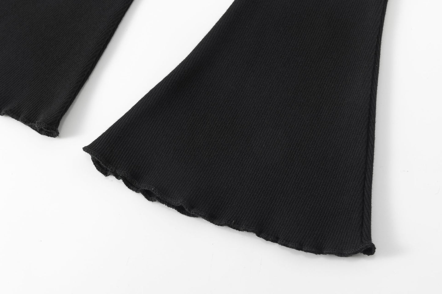 Pantalón Flare Niña de Punto Canalé – Cintura de Goma (2-6 años) 🖤