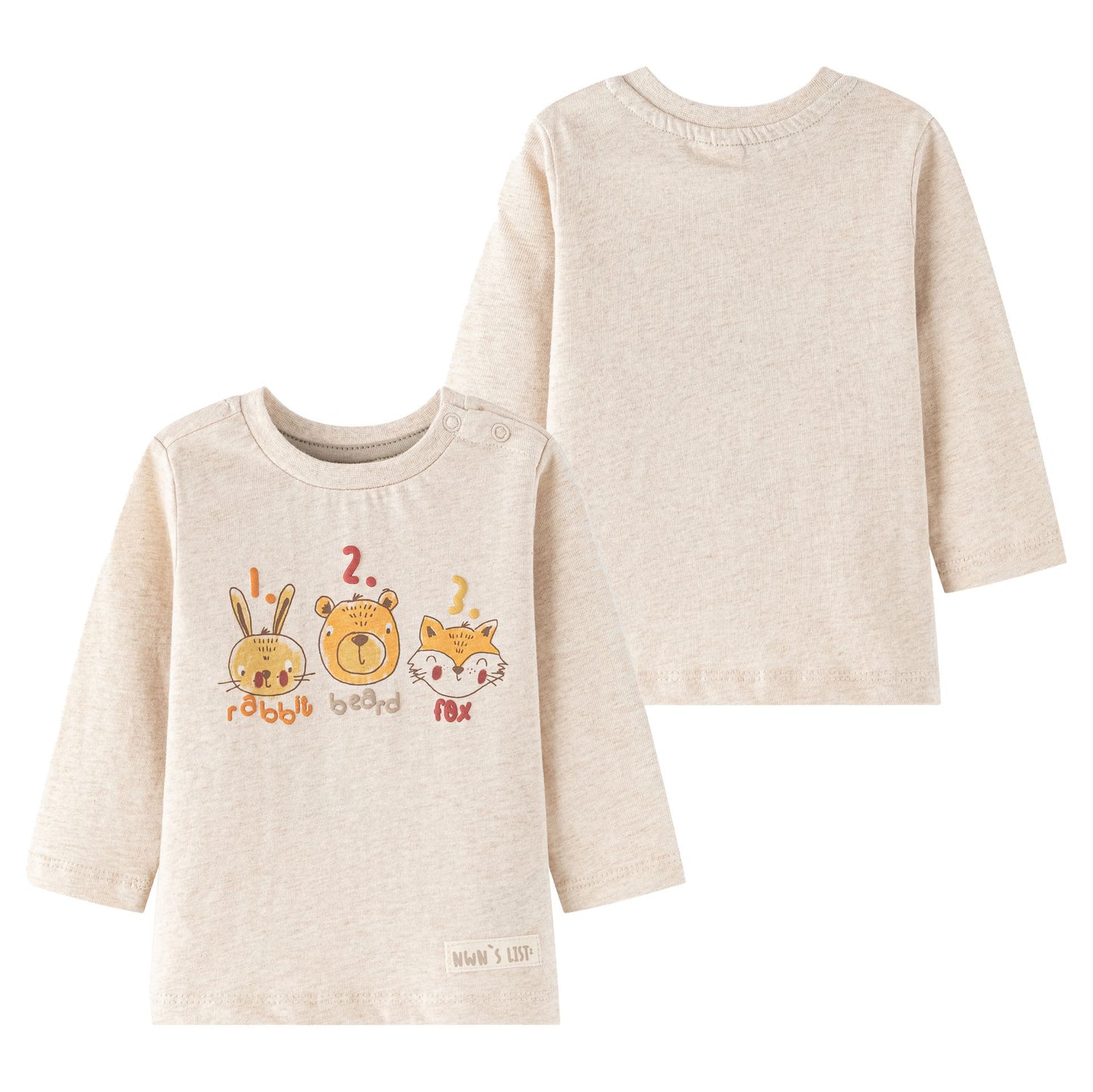 Camiseta Bebé Niño Manga Larga Beige con Animales del Bosque 🌳🦊 (6-24M) BBI65027
