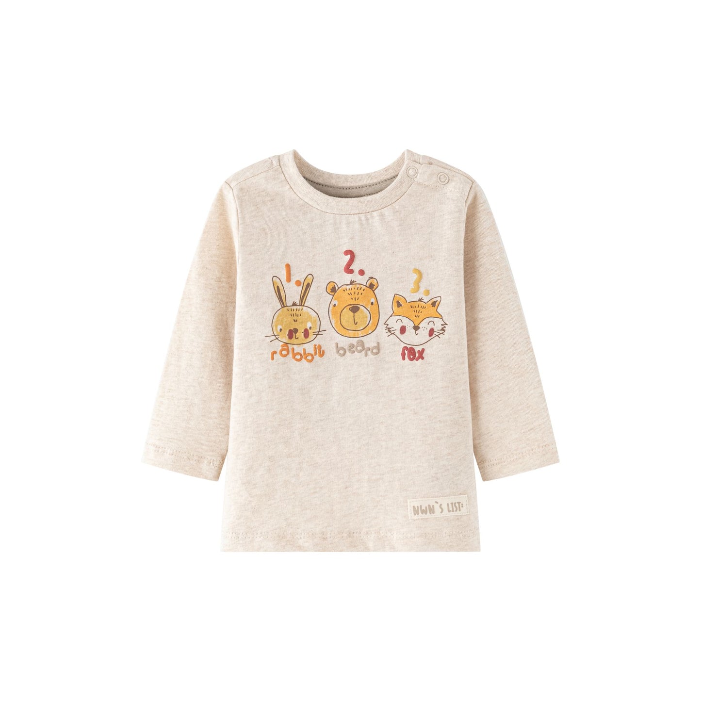 Camiseta Bebé Niño Manga Larga Beige con Animales del Bosque 🌳🦊 (6-24M) BBI65027