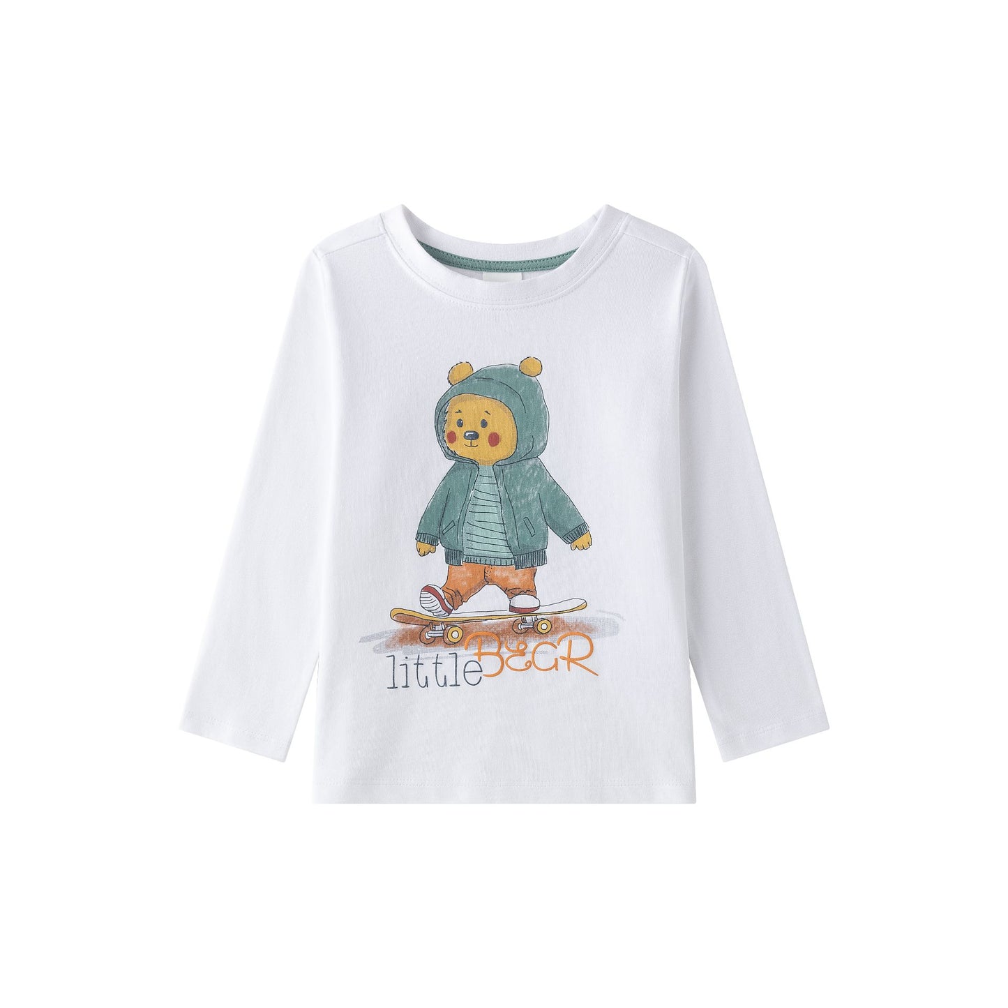 Camiseta niño manga larga blanca con gráfico de ositos | 2-6 años