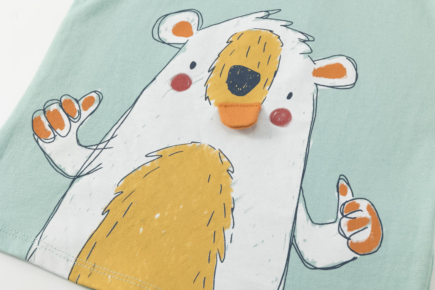 Camiseta niño manga larga verde con gráfico de ositos | 2-6 años