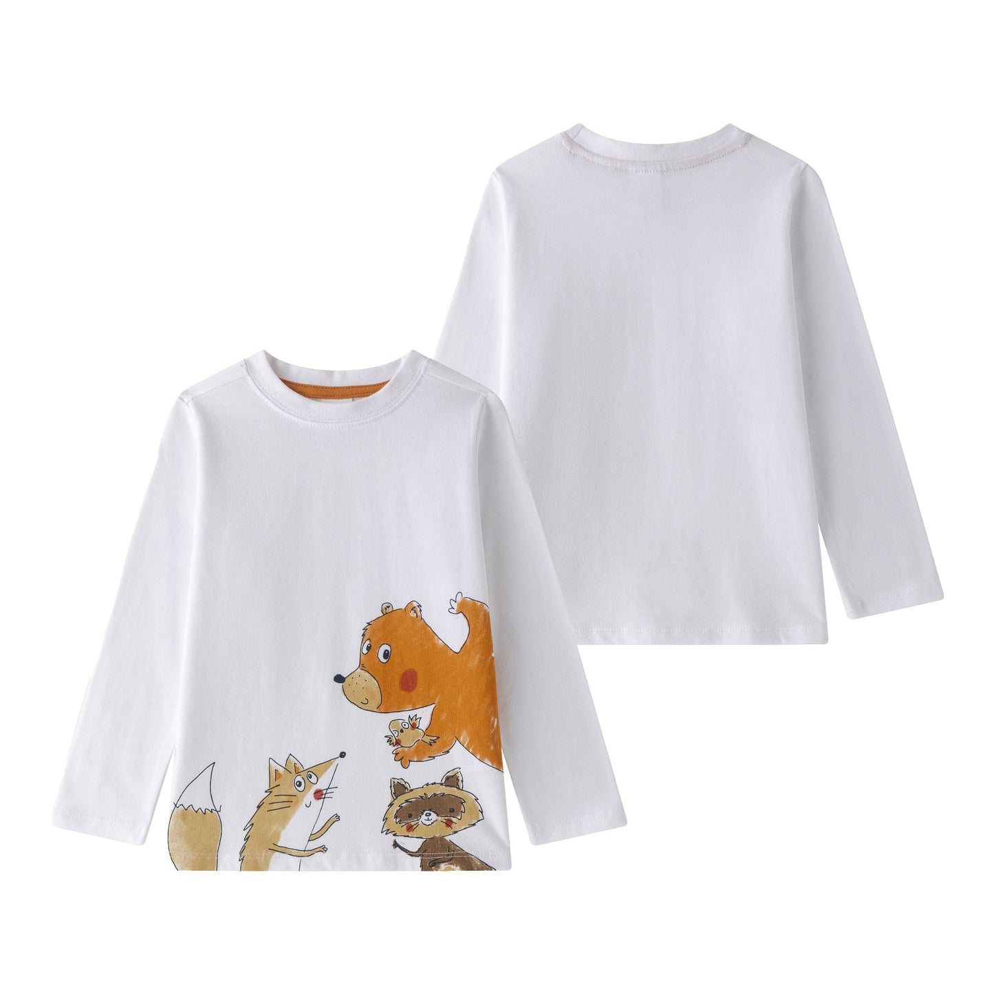 Camiseta niño manga larga blanca con gráfico de animalitos | 2-6 años