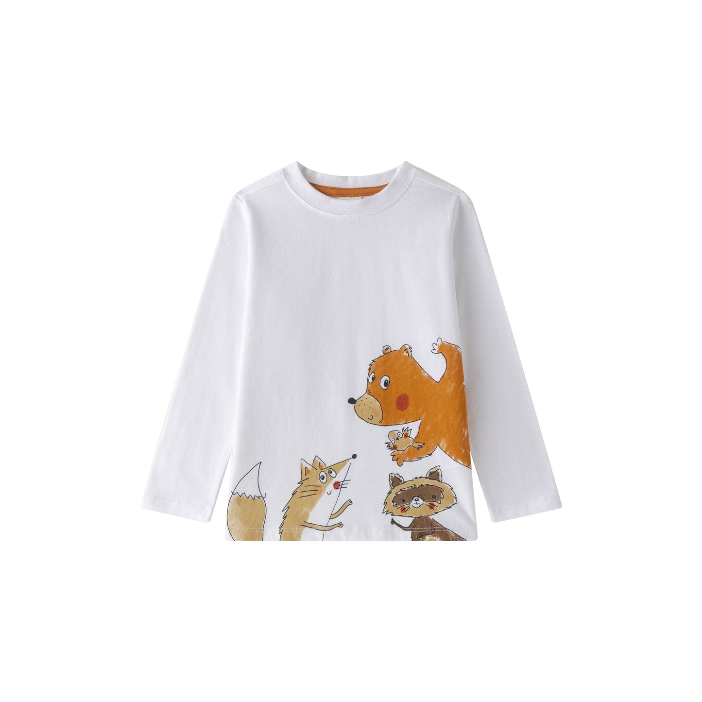Camiseta niño manga larga blanca con gráfico de animalitos | 2-6 años
