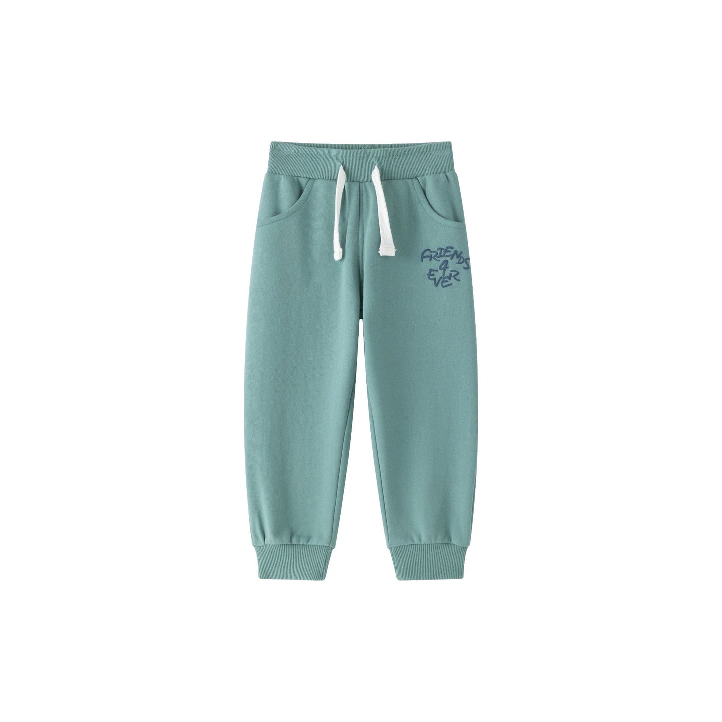 Pantalón deportivo niño felpa azul turquesa con bolsillos | 2-6 años